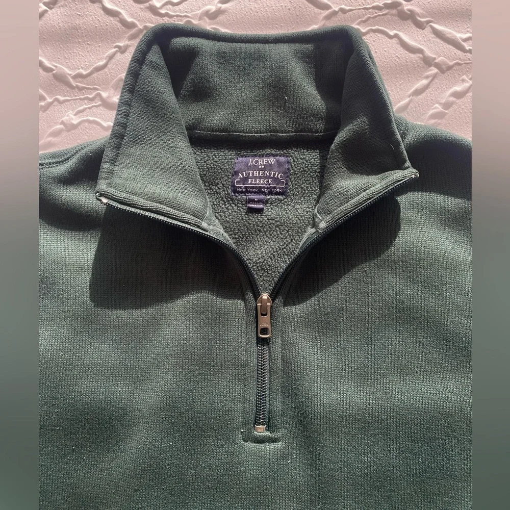 J. Crew - Quarter Zip Fleece Lined Pullover Sweater in Forest Green - Size M